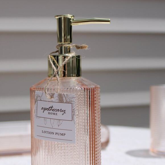 Apothecary Home Bathroom 5 Pc Colored Glass Accessory Collection Peachy Gold - Picture 15 of 16